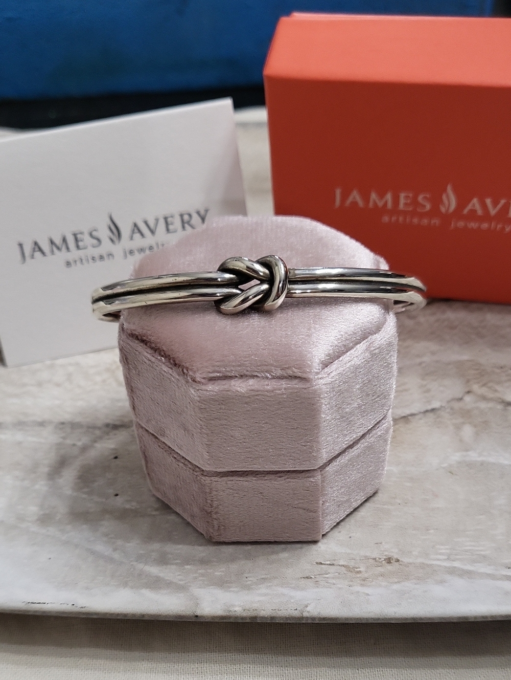 RARE Retired James Avery Silver Double Love Knot Cuff Bangle Small
